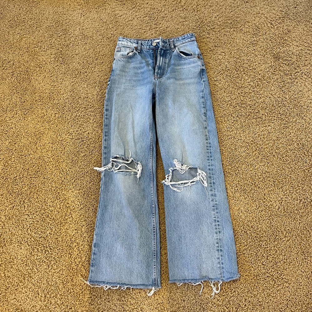 light wash zara high rise wide leg jean